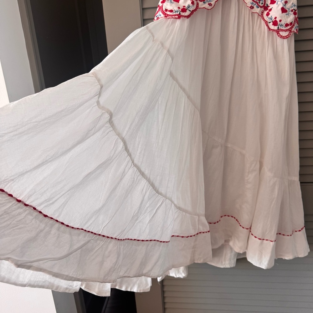 Free People | Rare Cottage Core Valenciana Halter Embroidery Hearts Dress New XS - Picture 8 of 14